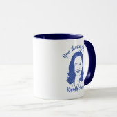 Kamala Harris Line Art - aangepaste tekst Mok (Voorkant rechts)