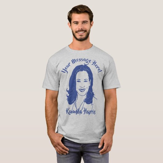 Kamala Harris Line Art - aangepaste tekst T-shirt (Voorkant volledig)