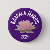 Kamala Harris Lotus 2024 Ronde Button 5,7 Cm (Voorkant)