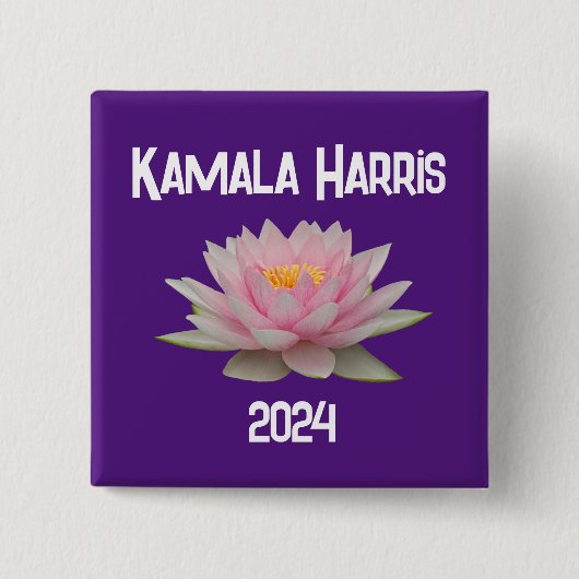 Kamala Harris Lotus 2024 Vierkante Button 5,1 Cm (Voorkant)