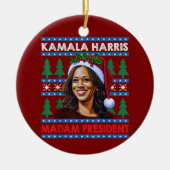 Kamala Harris Madam President Christmas Santa Hat Keramisch Ornament (Voorkant)