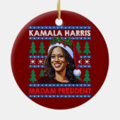 Kamala Harris Madam President Christmas Santa Hat Keramisch Ornament (Achterkant)