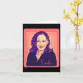 Kamala Harris Madam President Pop Kunstportret Kaart (Gele Bloem)