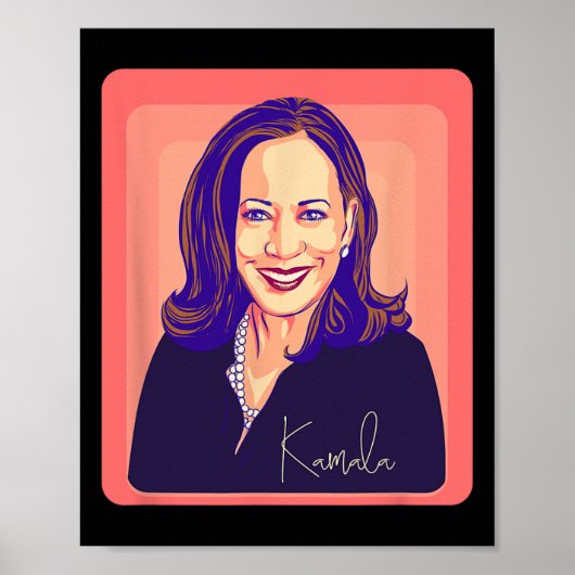 Kamala Harris Madam President Pop Kunstportret Poster (Voorkant)