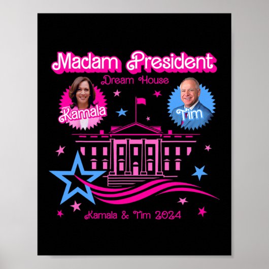 Kamala Harris Madam President Witte Huis Poster (Voorkant)