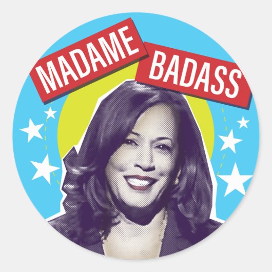 Kamala Harris / Madame Badass Ronde Sticker (Voorkant)