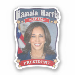 Kamala Harris Madame President Kaart Sticker