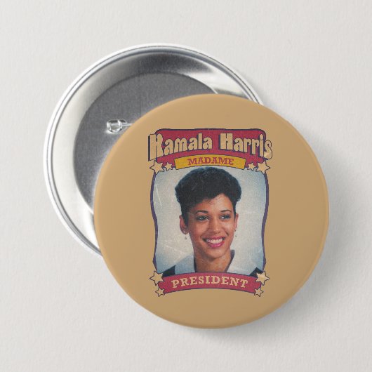 Kamala Harris Madame President Retro Kaart Ronde Button 7,6 Cm (Voorkant /achterkant)