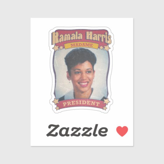Kamala Harris Madame President Retro Kaart Sticker (Vel)