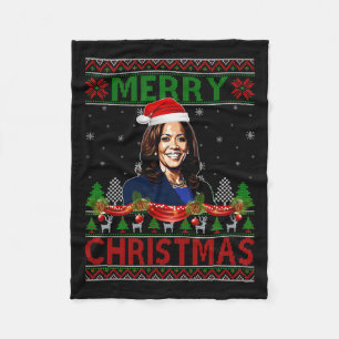 Kamala Harris Merry Christmas Ugly Sweater USA Ele Fleece Deken
