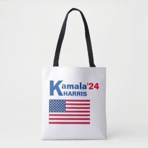 Kamala Harris met Amerikaanse vlag Tote Bag
