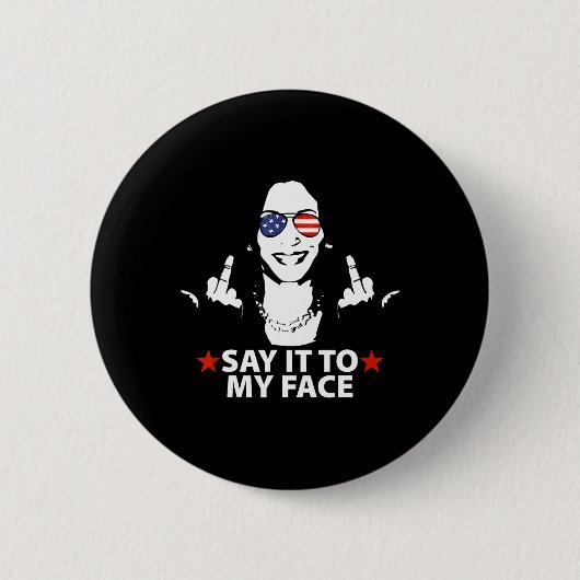 Kamala Harris middelvinger zeg het tegen mijn gezi Ronde Button 5,7 Cm (Voorkant)