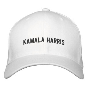 Kamala Harris minimalistische typografie zwart wit Geborduurde Pet