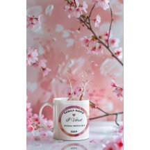 Kamala Harris Mok. Witte en lichtroze kleuren.