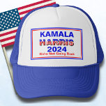 Kamala Harris niet terug Trucker Hat Trucker Pet<br><div class="desc">Sta op en spreek je uit met deze trucker-hoed die Kamala Harris steunt in zijn campagne voor President. Beschikt over Americana gestileerde letters in rood,  wit en blauw. Tekstbijschrift "We gaan niet terug" is bewerkbaar. Uw keuze van kleurstijlen.</div>