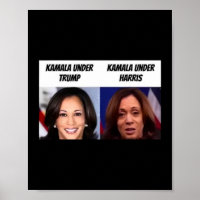 Kamala Harris onder Trump grappige Trump-aanhanger
