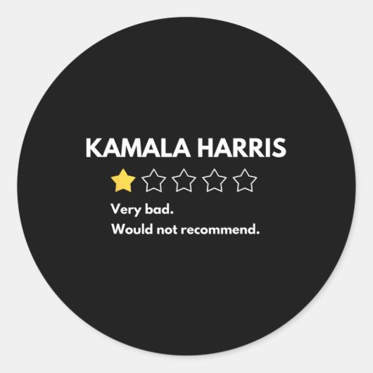 Kamala Harris One 1 Star Rating Zeer slecht zou ni Ronde Sticker (Voorkant)