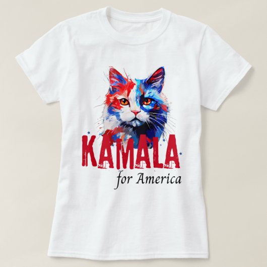 Kamala Harris Patriotic Cat T-shirt (Design voorkant)