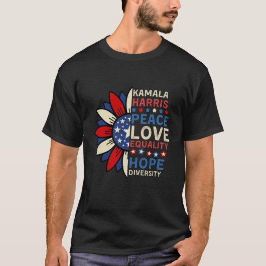 Kamala Harris Peace Love Equality T-shirt (Voorkant)
