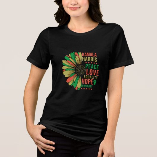 "Kamala Harris" Peace Love Hope Equality Diversity Tri-Blend Shirt (Voorkant)