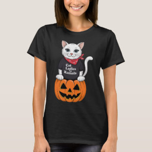 Kamala Harris Pompoen Halloween Kat Dames Voor Kam T-shirt
