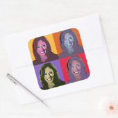 Kamala Harris Pop Art (Geel, Oranje, Paars, rood Vierkante Sticker (Envelop)