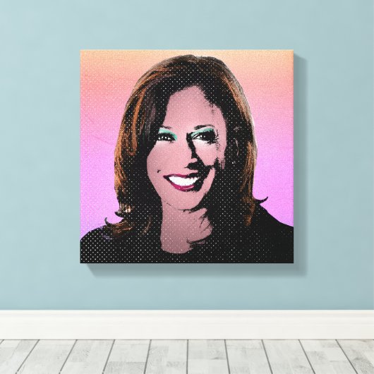 Kamala Harris Pop Art Painting Canvas Afdruk (Insitu (Houten vloer))