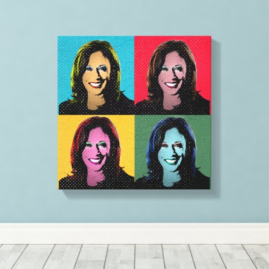 Kamala Harris Pop Art Painting Canvas Afdruk (Insitu (Houten vloer))