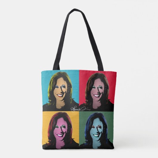 Kamala Harris Pop Art Painting Tote Bag (Achterkant)