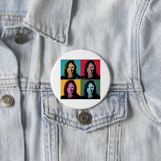 KAMALA HARRIS Pop Art Ronde Button 7,6 Cm (In situ)