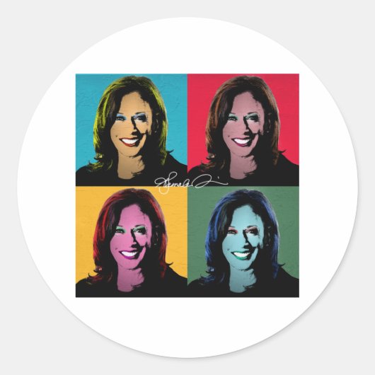 KAMALA HARRIS Pop Art Ronde Sticker (Voorkant)