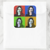 Kamala Harris Pop Art (rood, blauw, groen, geel) Vierkante Sticker (Tas)
