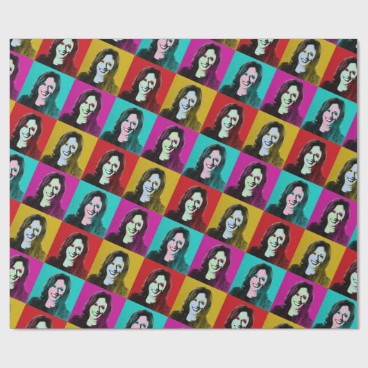 Kamala Harris Pop Art (Roze, Blauwgroen, Goud, Roo Cadeaupapier (Vlak)
