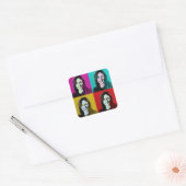 Kamala Harris Pop Art (Roze, Blauwgroen, Goud, Roo Vierkante Sticker (Envelop)