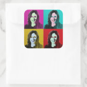 Kamala Harris Pop Art (Roze, Blauwgroen, Goud, Roo Vierkante Sticker (Tas)