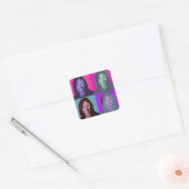 Kamala Harris Pop Art (roze, magenta, blauw, Paars Vierkante Sticker (Envelop)