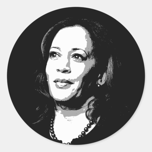 Kamala Harris Portret Print Ronde Sticker (Voorkant)