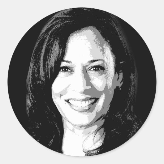 Kamala Harris Portret Print Ronde Sticker (Voorkant)