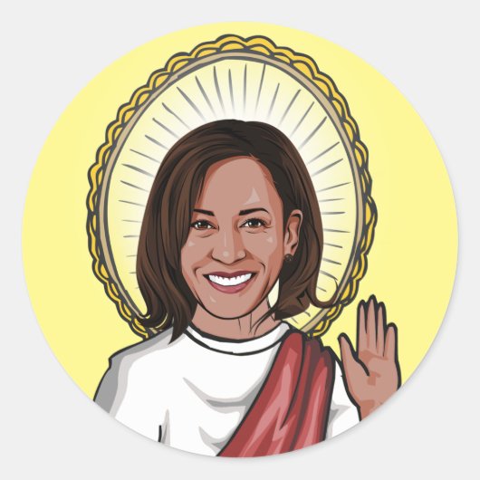 Kamala Harris Prayer en Peace Portret Ronde Sticker (Voorkant)