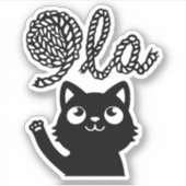 Kamala Harris President 2024 Comma La Cat and Yarn Sticker (Voorkant)