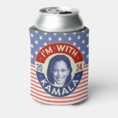 Kamala Harris President 2024 Democraat Foto Retro Blikjeskoeler (Blikje Achterkant)