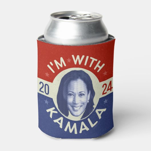 Kamala Harris President 2024 Democraat Foto Retro Blikjeskoeler (Blikje Voorkant)