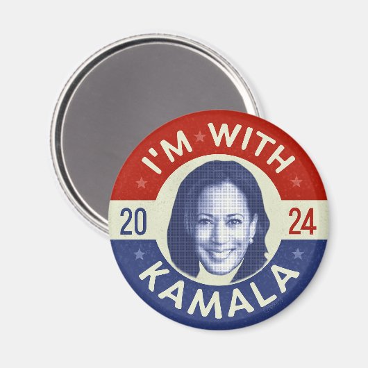 Kamala Harris President 2024 Democraat Foto Retro Magneet (Voorkant / Achterkant)