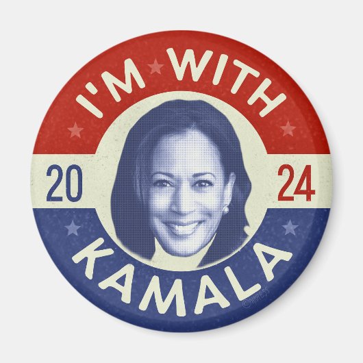 Kamala Harris President 2024 Democraat Foto Retro Magneet (Voorkant)