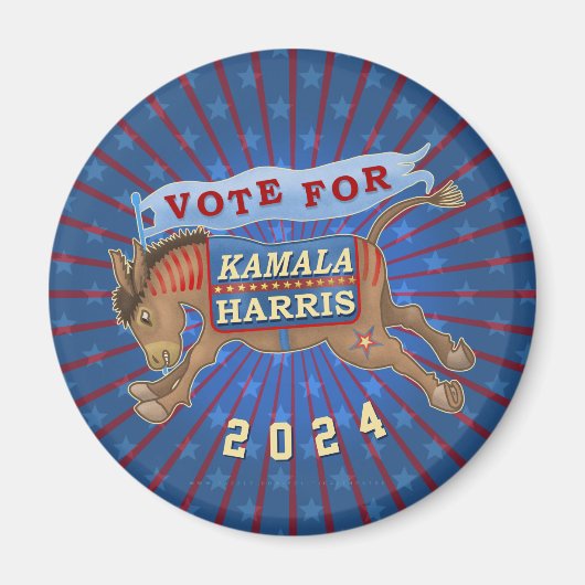 Kamala Harris President 2024 Democrat Donkey Magneet (Voorkant)