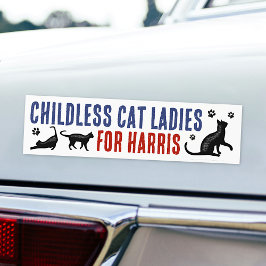 Kamala Harris President 2024 Kinderloze Cat Dames Bumpersticker