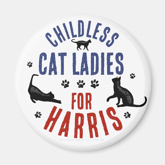 Kamala Harris President 2024 Kinderloze Cat Dames Magneet (Voorkant)