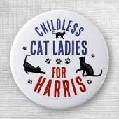 Kamala Harris President 2024 Kinderloze Cat Dames Ronde Button 3,2 Cm