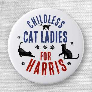 Kamala Harris President 2024 Kinderloze Cat Dames Ronde Button 3,2 Cm