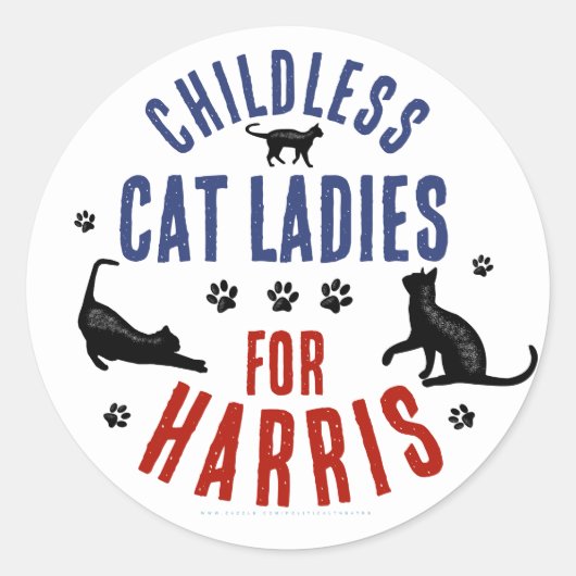 Kamala Harris President 2024 Kinderloze Cat Dames Ronde Sticker (Voorkant)